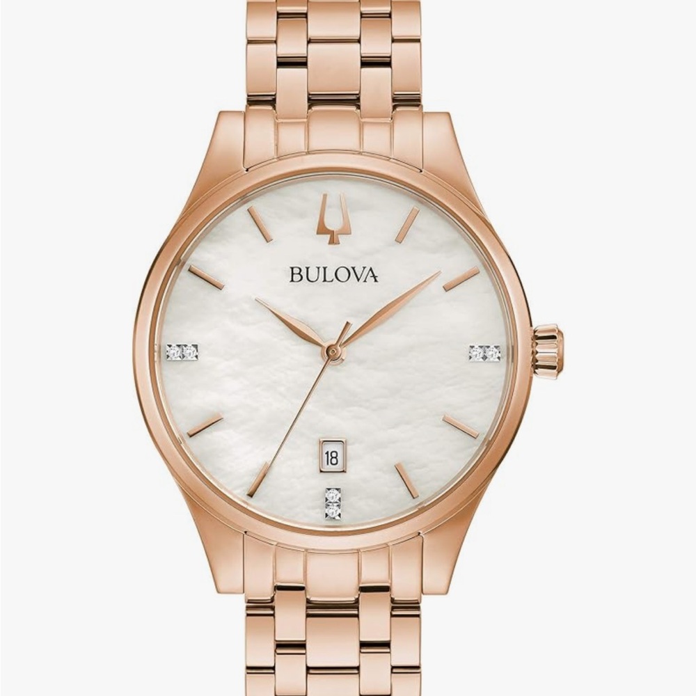 Bulova Ladies' Classic Diamond Dial Stainless Steel 3-Hand Quartz Watch